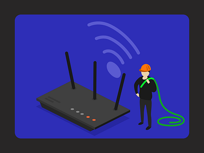 Illustration about internet internet man no router signal wifi work