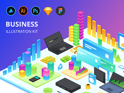 The Great Update! business commerce data free icons illustration. kit isometric it sample set vector