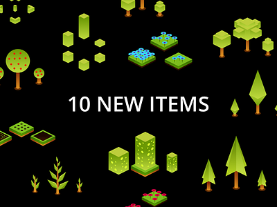 Isometric Trees - Free update! 3d free green icons illustration isometric kit nature pack set shape trees vector