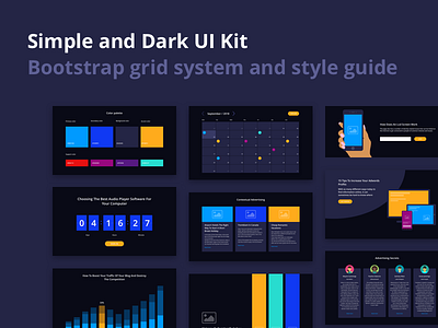 Simple and Dark UI Kit bootstrap component design frame free guide icon isometric kit landing page pages set sketch template ui ui ux ui ux design vector web