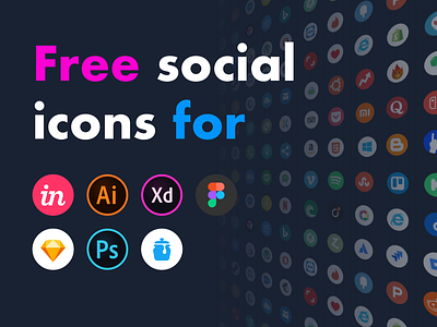 Free Social Icons app assets badge brand branding company design free icon icons kit logo set sketch ui vector