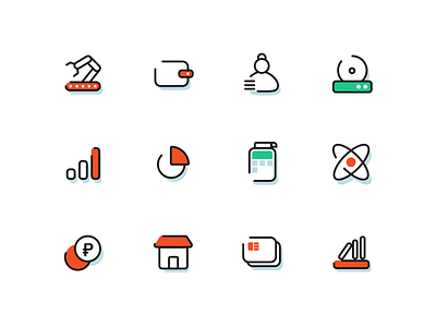 More icons in new style book evotor green hr icon line market money outline pack place production red set style terminal