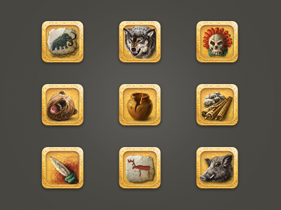 Some great icons animals bear blood game gold head icon mask mezzzo mmo online pvp skull stone symbol wolf