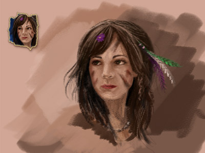 Avatar brunette hunter avatar brunette dark draw face game gilrs hunter icon scetch women
