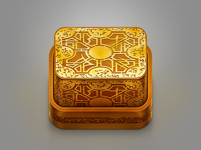 Hellraiser cube icon app cube gold hell icon icons ios orange raiser skeuomorph skeuomorphic skeuomorphism wood