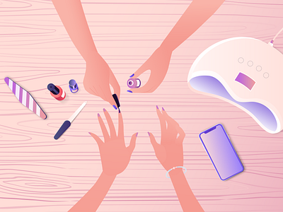 Beauty Salon - Nailing after effects animation beauty burnwe explainer explainer video hands illustrator illustrators iphone manicure nail polish nail salon nailing shellac table wood