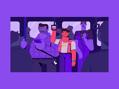 buss art graphic illustration man purple subway