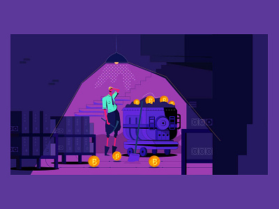 Coin Market art dribble flat gold graphic illustration mine money motiongraphic purple underground vector