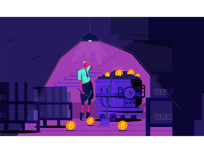 Illustration for coin bazaar art character coin design dribble flat graphic illustration illustrator man money motiongraphic purple subway vector