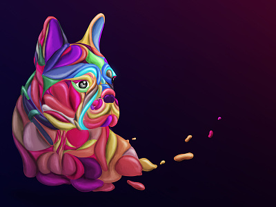Iwenn bulldog dog frenchie multicolor portrait