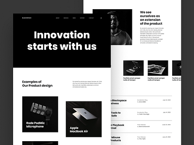 Dark theme concept for Product design company website black theme dark theme design homepage product design product development ui uiux webdesign webpage