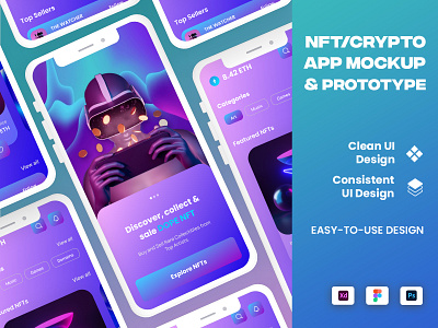 NFT/CRYPTO MOBILE APP UI DESIGN app mockup app prototype app ui crypto crypto app design figma mobile app mobile app design mobile app ui nft nft app prototype ui ui ux ux wireframe xd