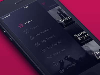 Music Events App Sidemenu