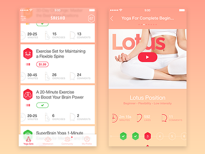 Yoga Sets app cards exercise ios list set timeline yoga