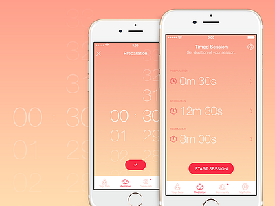 Meditation Session Timer app clean design ios mobile session set time timer yoga