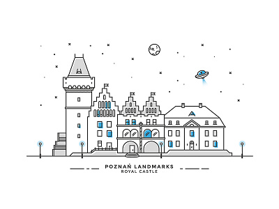 Poznan Landmarks #07 bicylcle building castle city illustration landmark line plane poznan royal vector