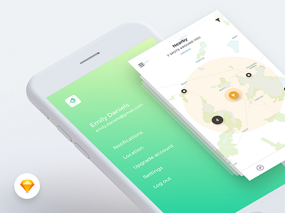 Harmony UI Kit - Sidemenu app concept free freebie location mobile side sidemenu sketch ui