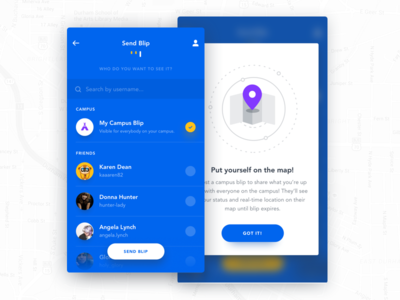 BlipMe - Send Blip app blipme blips campus cards ios location map mobile people social