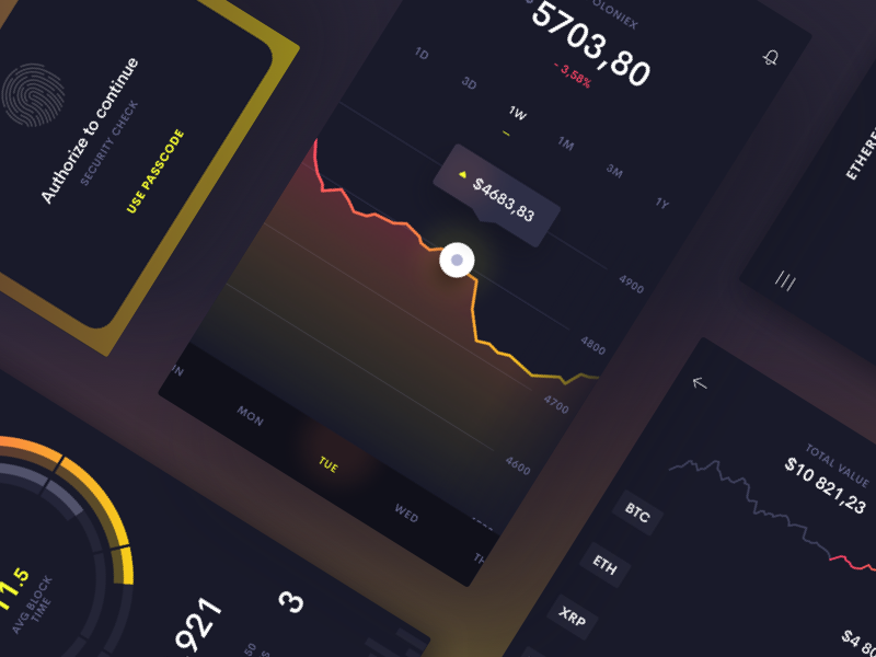 Midnite UI Kit - Sneak peek statistics wallet currency cryptocurency crypto chart graph stats ios mobile ki ui