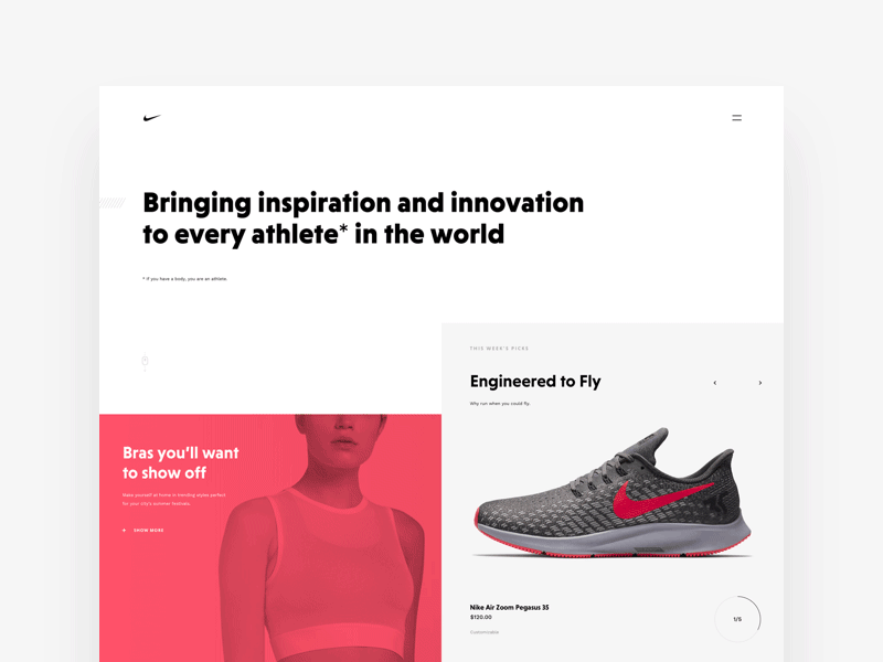 Nike Store Concept – Homepage concept design ecommerce freebie homepage landing page nike redesign shop sketch store typography web webdesign