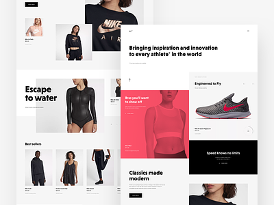 Nike Store Concept – Homepage #2 design ecommerce freebie homepage landing page nike redesign shop sketch typography web webdesign