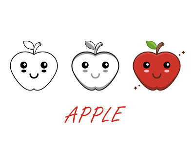 Kawaii Cute Apple Art Process apple art cartoon character cute cute apple cute illustration flat fruit fruit logo funny graphic design icon kawaii kawaii character mascot sticker vector