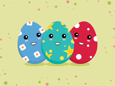 Cute Easter Eggs Kawaii Art cartoon cute cute egg cute illustration easter easter eggs egg logo flat design funny graphic design happy easter holiday kawaii spring sticker