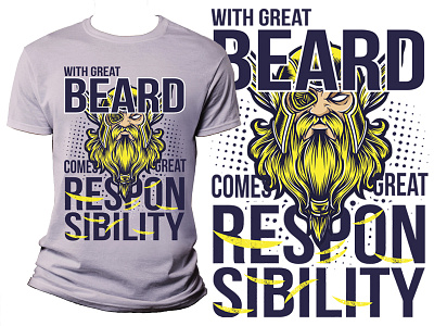 With Great Beard Comes Great Responsibility-Viking Tshirt apparel beard branding design fashion graphic design jersey merchandise odin printing thor tshirt vector viking viking logo