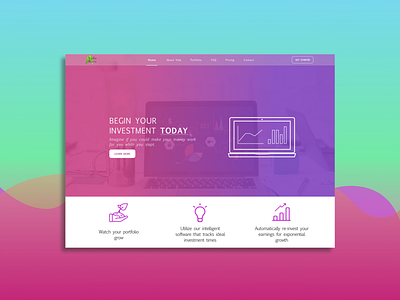 Investment software landing page concept