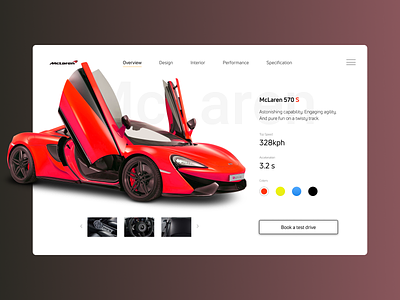 McLaren 570 S web car interface mclaren minimal red sports car ui web webdesign website