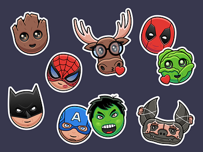 Personal Sticker Pack characters icons stickermule stickers superhero icons superheros