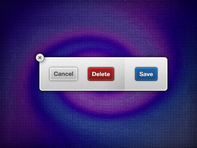 Cancel, Delete & Save buttons