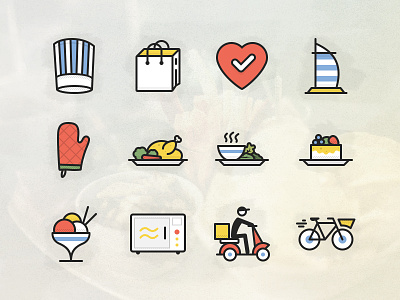 Catering Icons bike catering chefs hat dubai food food icons icons oven mit scooter