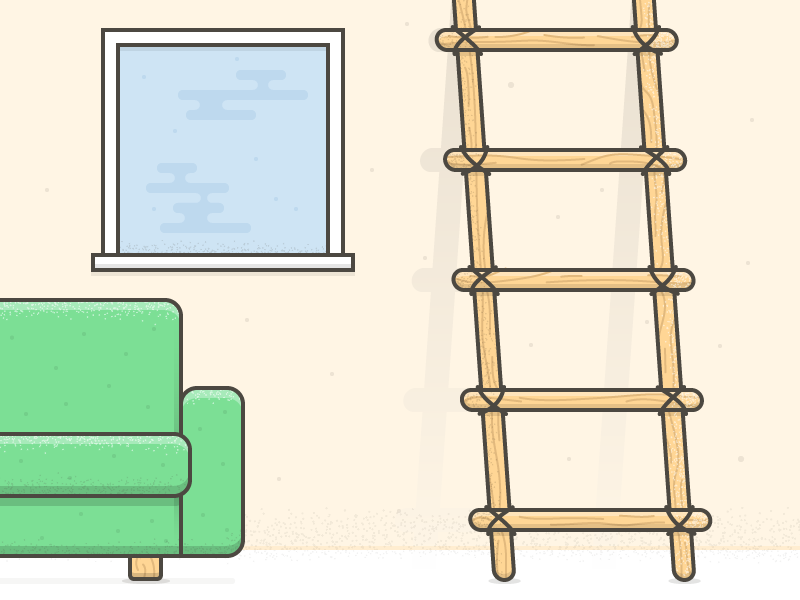 living room interior ladder