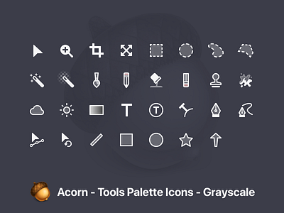 Acorn Tool Icons - Grayscale acorn app icons macos monotone tool icons