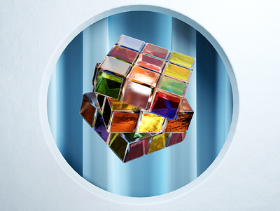 Icy Rubik's cube experiment 3d 3dfordesigners b3d blender3d composition cyclesrender experiment glass test