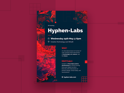 Event Flyer for Hyphen-Labs abstract branding design flat flyer design flyer designs graphic graphic design indesign london print print design typography unsplash vector visual design