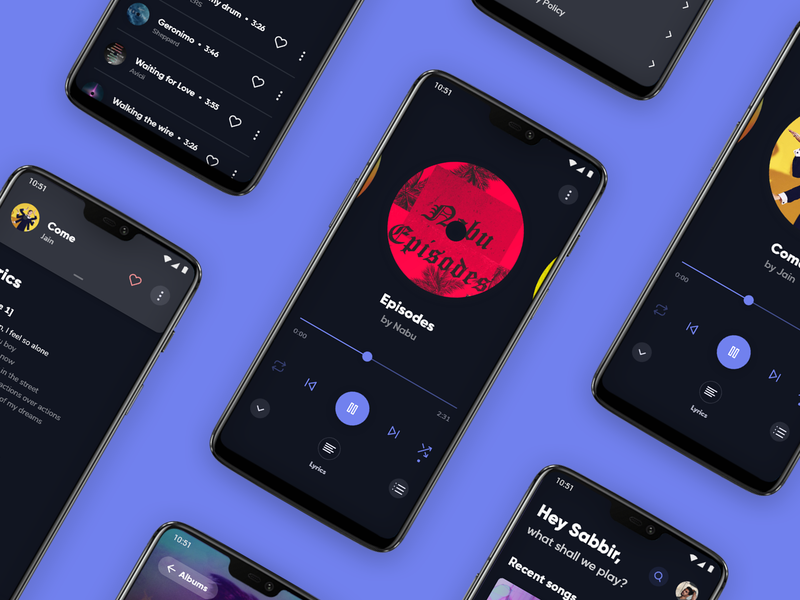 Music player mockups by Abraham E. on Dribbble