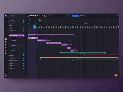 Project management app - Gantt chart screen