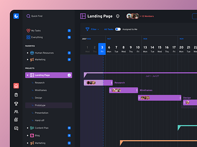 Project management app - Gantt chart screen  - Detail View