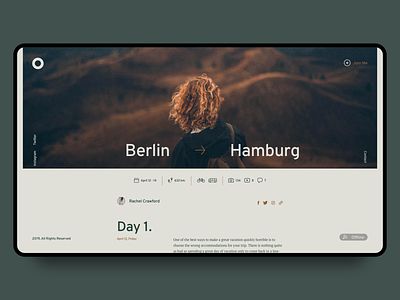 Minimal Travel Blog. Post Screen