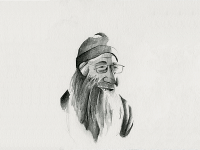 elderly beard black white contrast draw elderly figuredrawing graphite illustration light