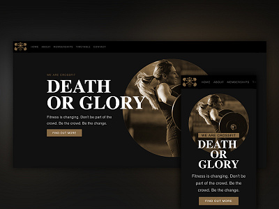 Death or Glory crossfit dark development fitness gold gym responsive website