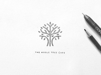 First logo sketch - The Noble Tree Cafe art artist artwork branding coffee coffeeshop design designer drawing illustration inspiration leaf leaves linework nature pencilsketch sketch sketchbook tree typography