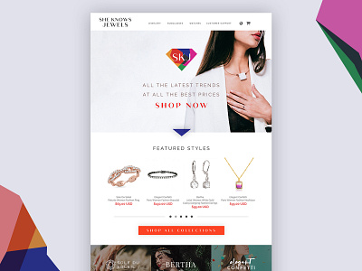 She Knows Jewels Landing Page + Branding branding concept e commerce e commerce design geometric design icon logo ui ux