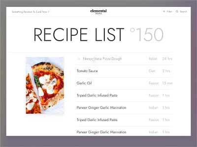 'Tadka' - Personal Catalogue of Food Experiments & Recipes app catalog food food and drink food app grid image list recipe web web app design