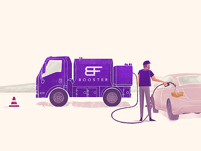 Booster gas illustration purple truck