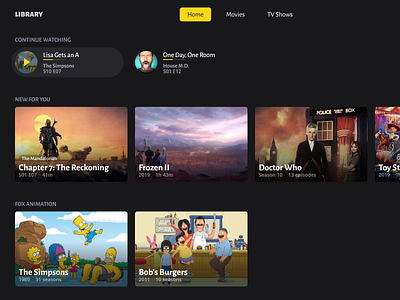 Media library UI design library streaming service ux