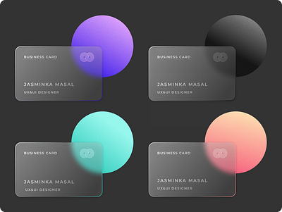 Business card branding business card clean dailyui dark figma glass effect illustration logo