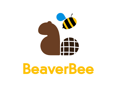 BeaverBee Logo animals beaver bee clean design design flat icon logo typography vector
